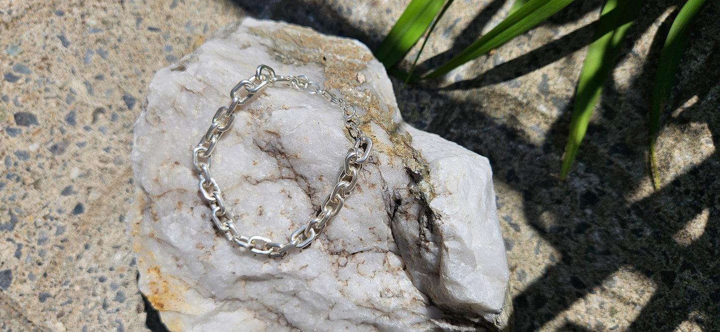 BRACELET OVAL ARGENT MASSIF