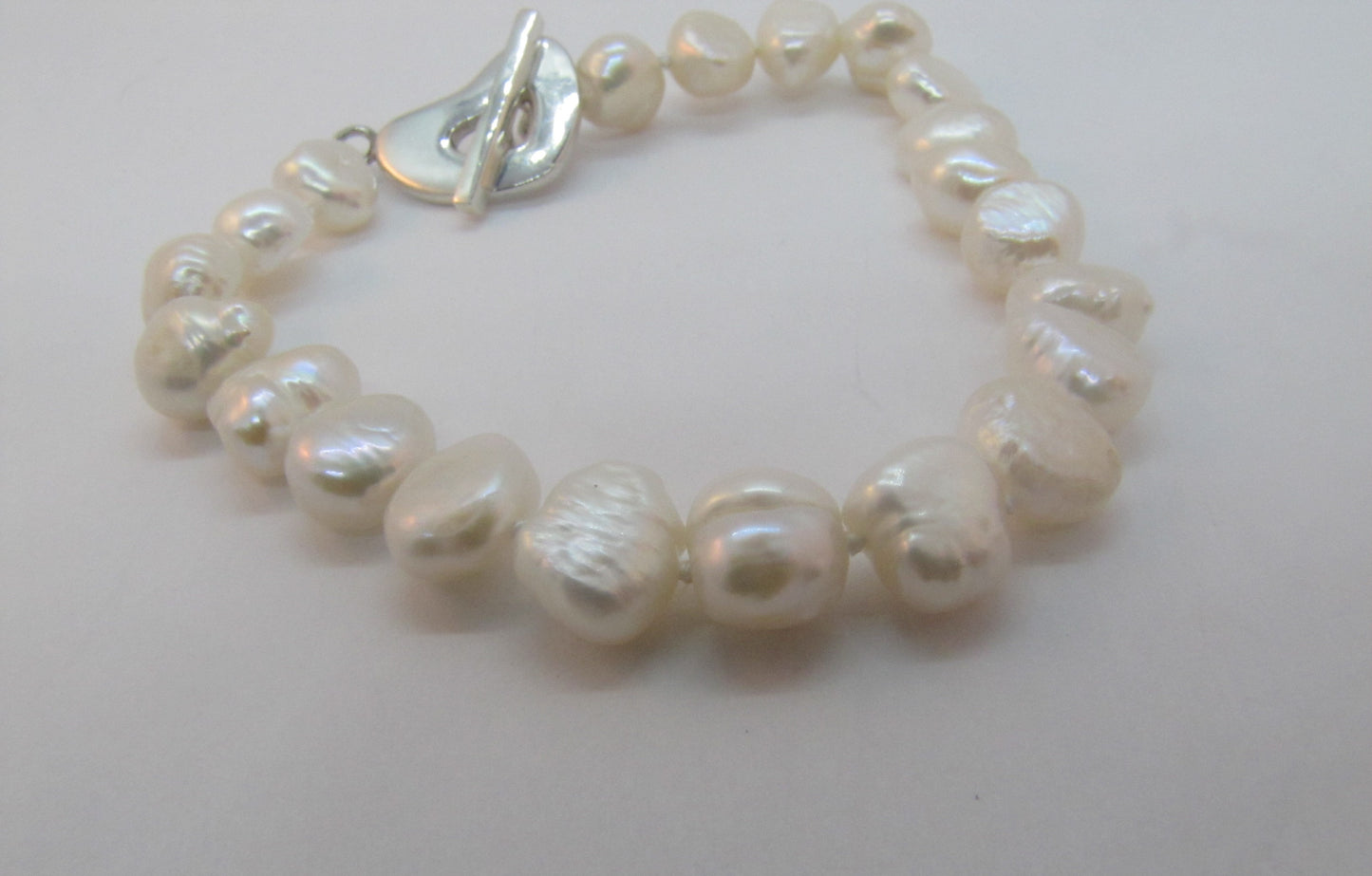 BRACELET PERLES EAU DOUCE COEUR BLANC