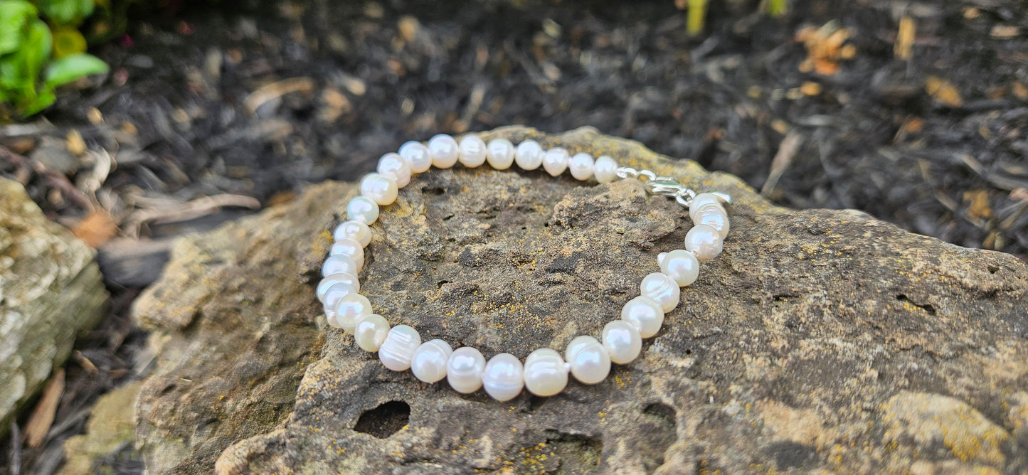 BRACELET PERLES EAU DOUCE MOYEN BLANC