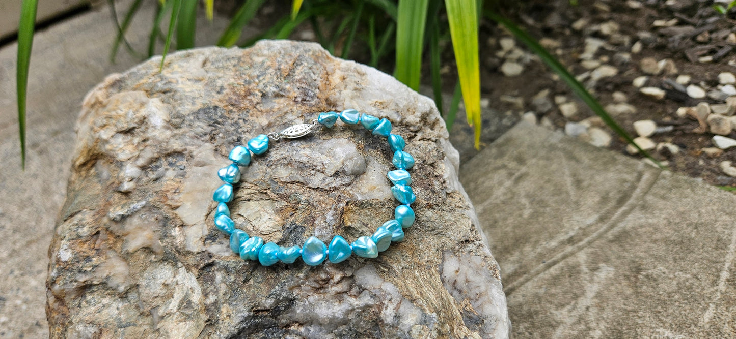 BRACELET PERLES KESHI TURQUOISE PÂLE