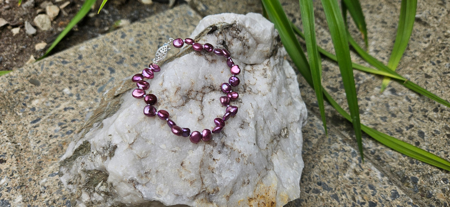 BRACELET PERLES KESHI MAUVE PETIT