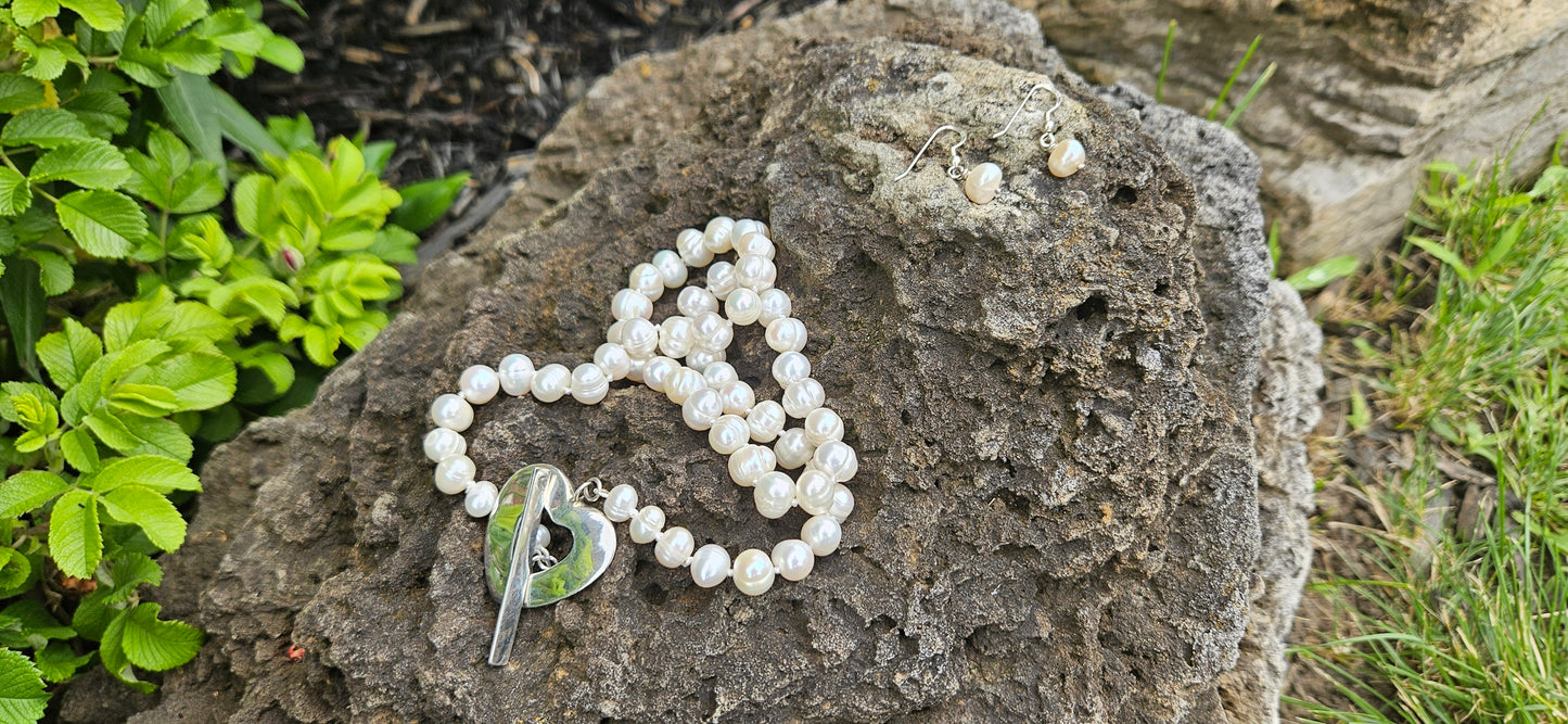 COLLIER PERLES EAU DOUCE BLANC COEUR