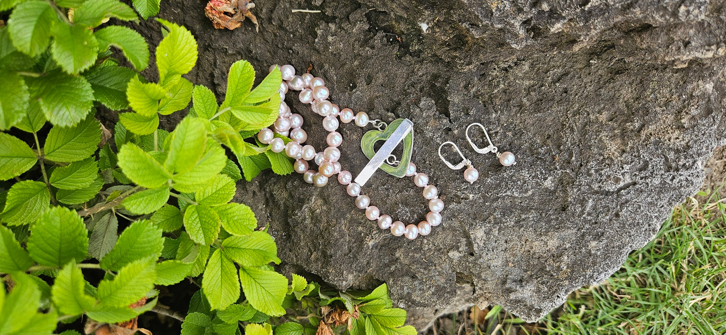 COLLIER PERLES EAU DOUCE ROSE COEUR