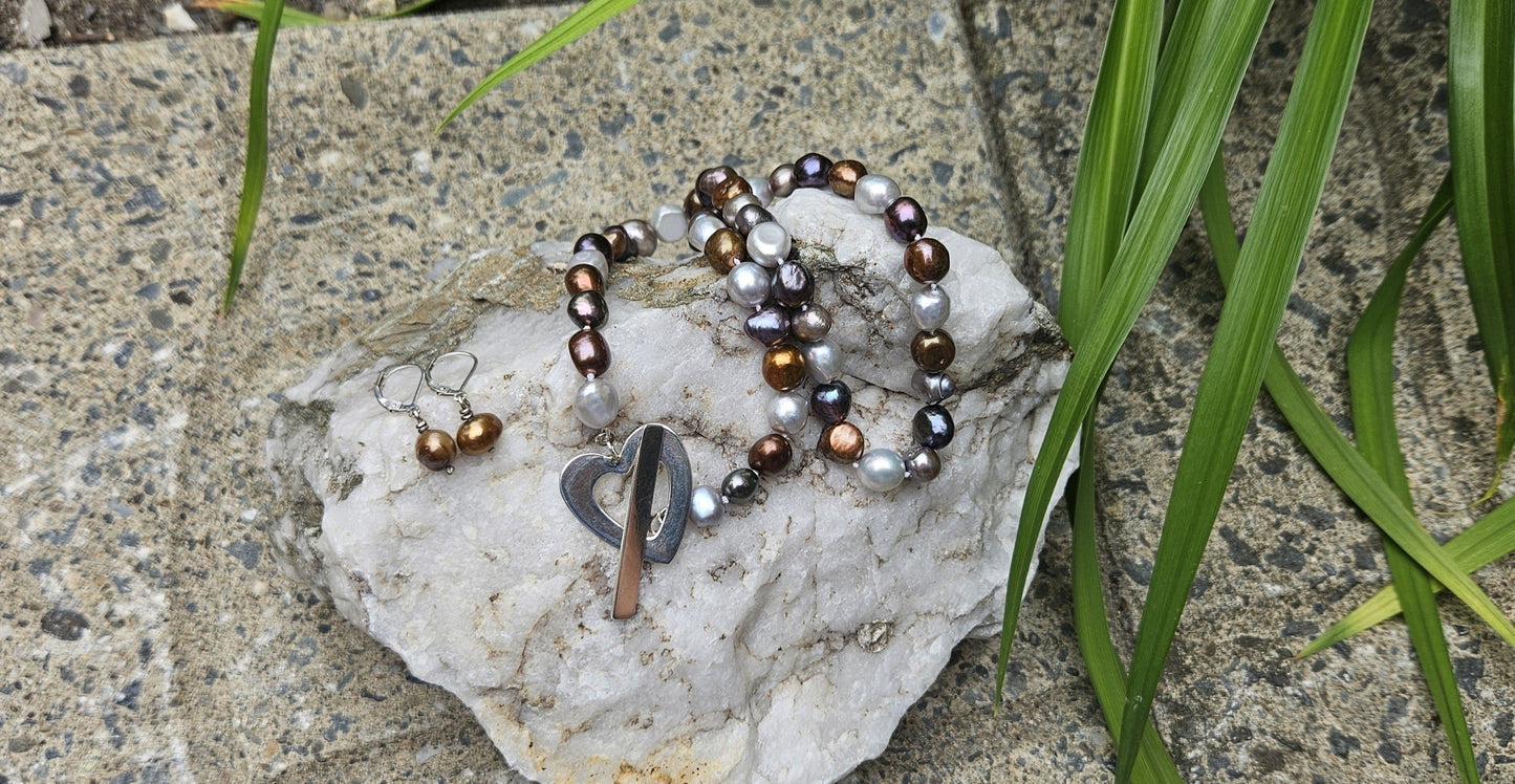 COLLIER PERLES EAU DOUCE MULTI FONCÉ