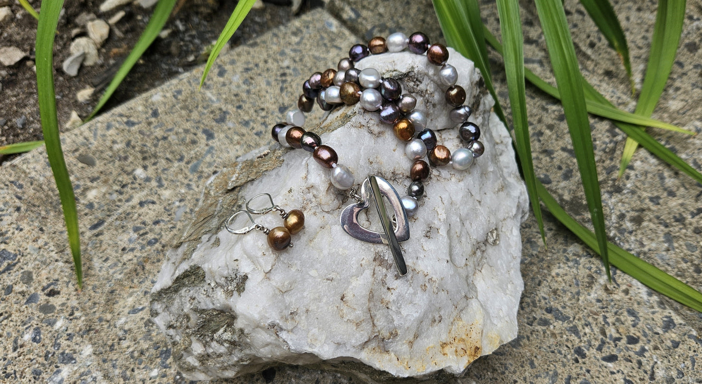 COLLIER PERLES EAU DOUCE MULTI FONCÉ