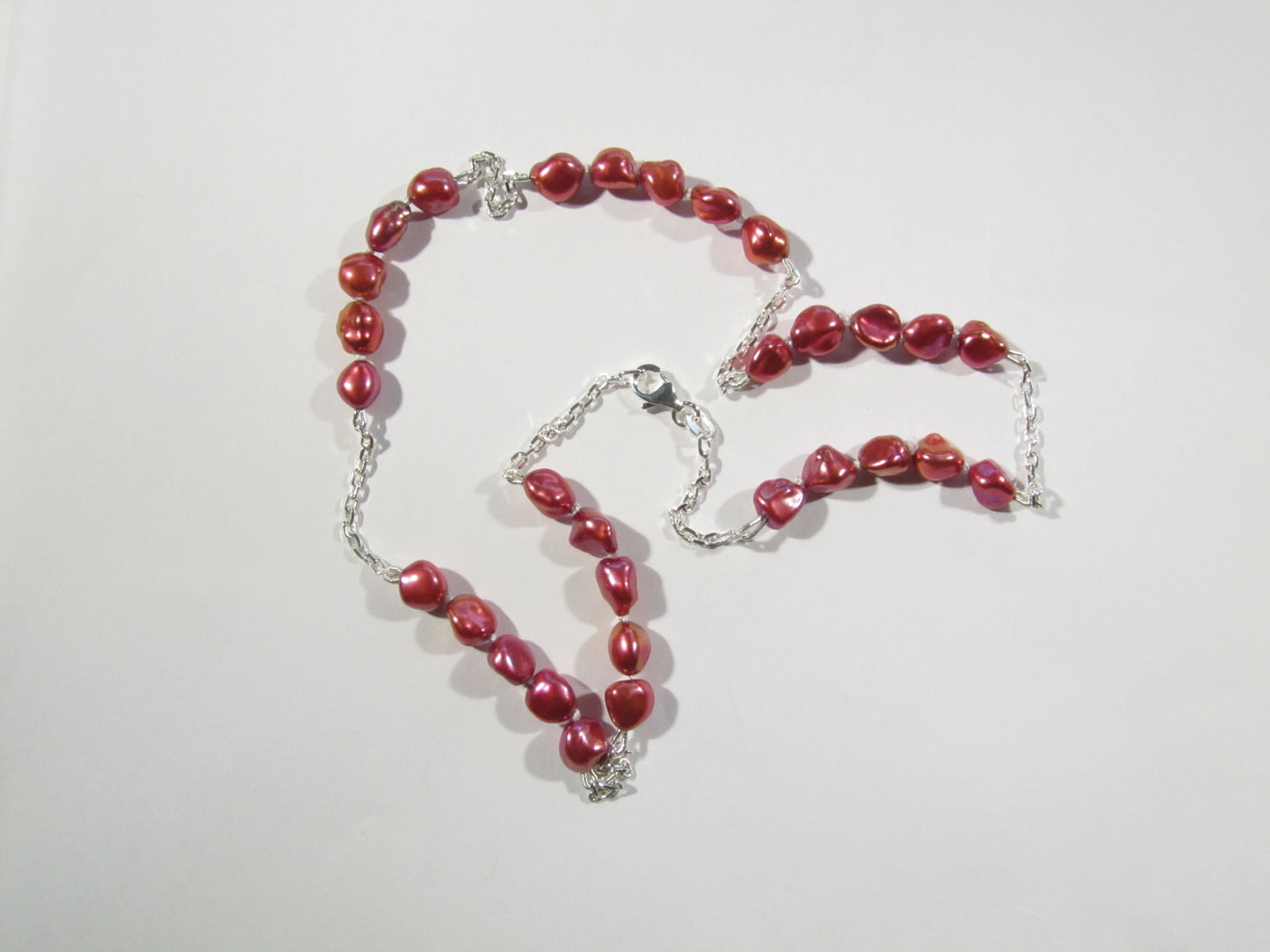 COLLIER PERLES KESHI ROSE ET CHAÎNE