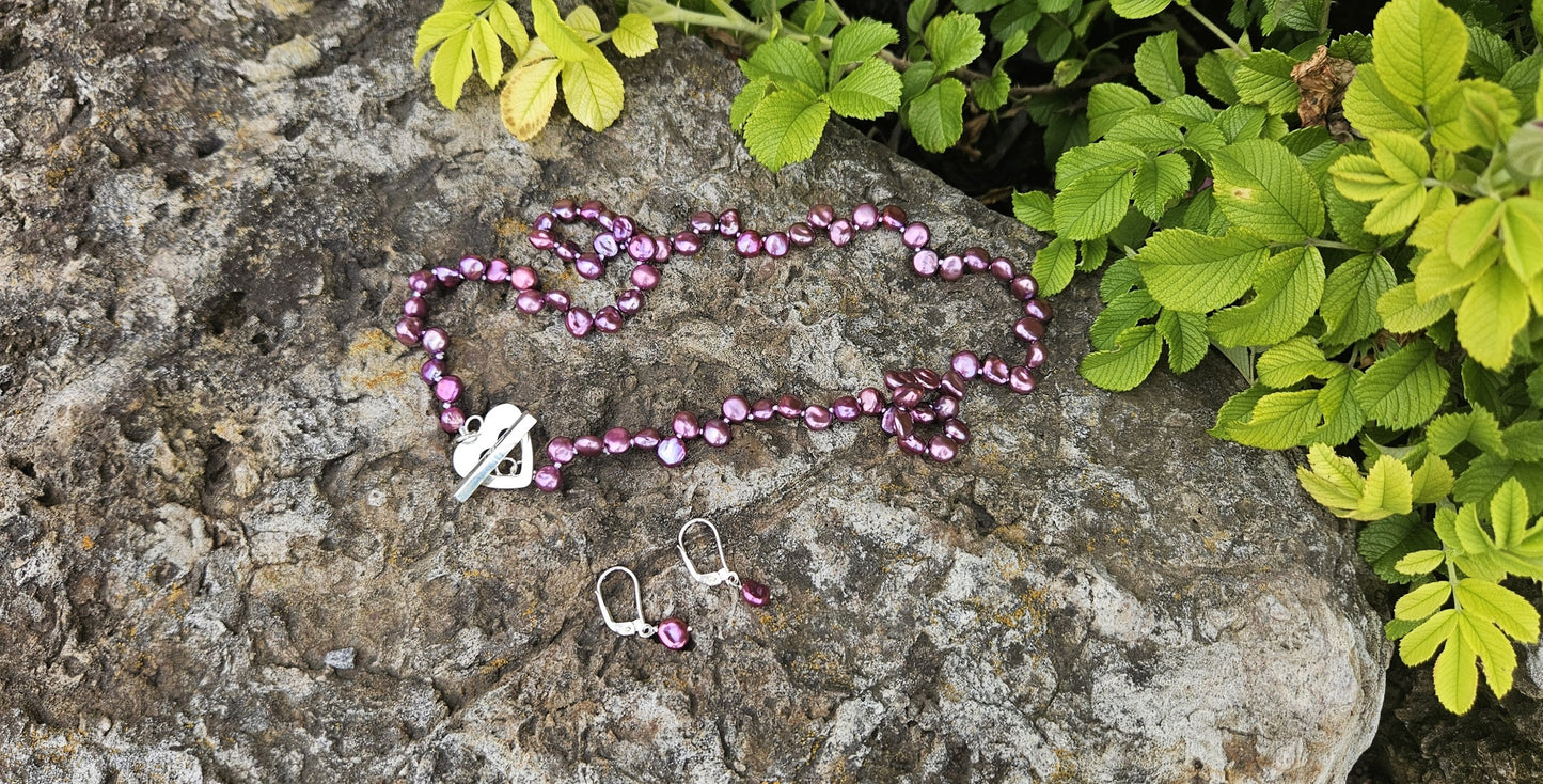 COLLIER PERLES KESHI MAUVE