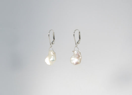 BOUCLES PERLES KESHI BLANCHE GRAND