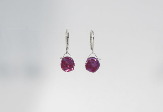 BOUCLES PERLES KESHI FUSHIA