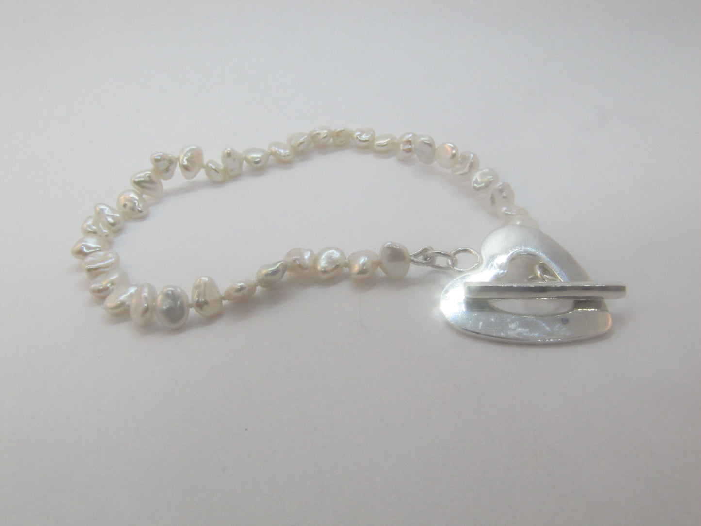 BRACELET PERLES KESHI PETIT BLANC COEUR