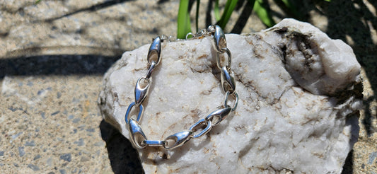 BRACELET JERSEY OVAL ARGENT MASSIF