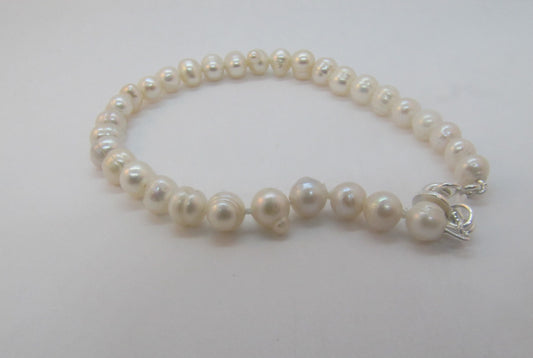 BRACELET PERLES EAU DOUCE MOYEN BLANC