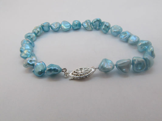 BRACELET PERLES KESHI TURQUOISE PÂLE