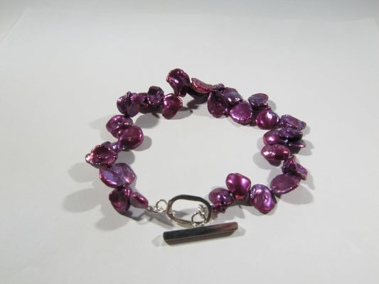 BRACELET PERLES KESHI PÉTALE MAUVE