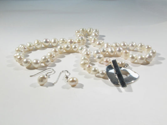 COLLIER PERLES EAU DOUCE BLANC COEUR