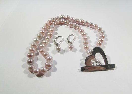 COLLIER PERLES EAU DOUCE ROSE COEUR