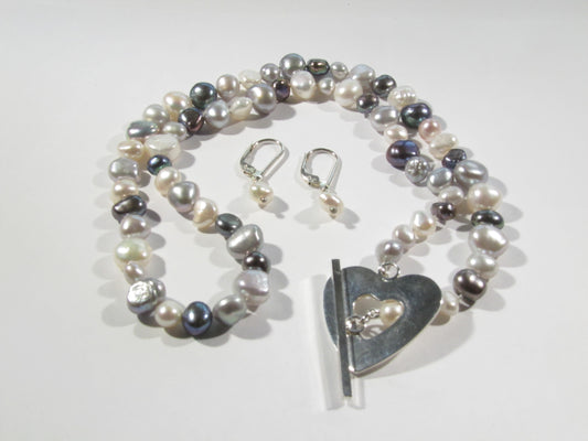 COLLIER PERLES EAU DOUCE MULTI GRIS