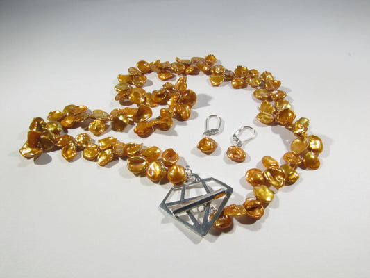 COLLIER PERLES KESHI OR FONCÉ