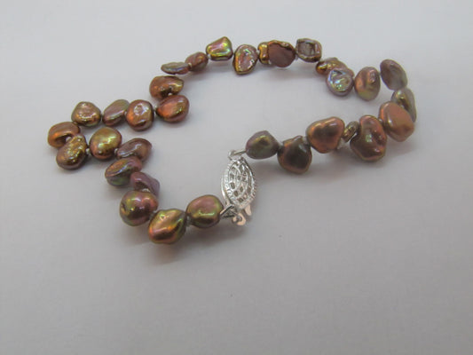 BRACELET PERLES KESHI BRONZE